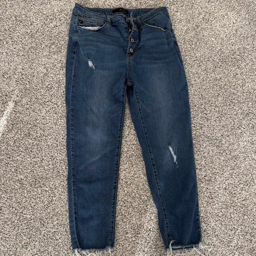 KanCan Dark Blue Distressed Ankle Jeans